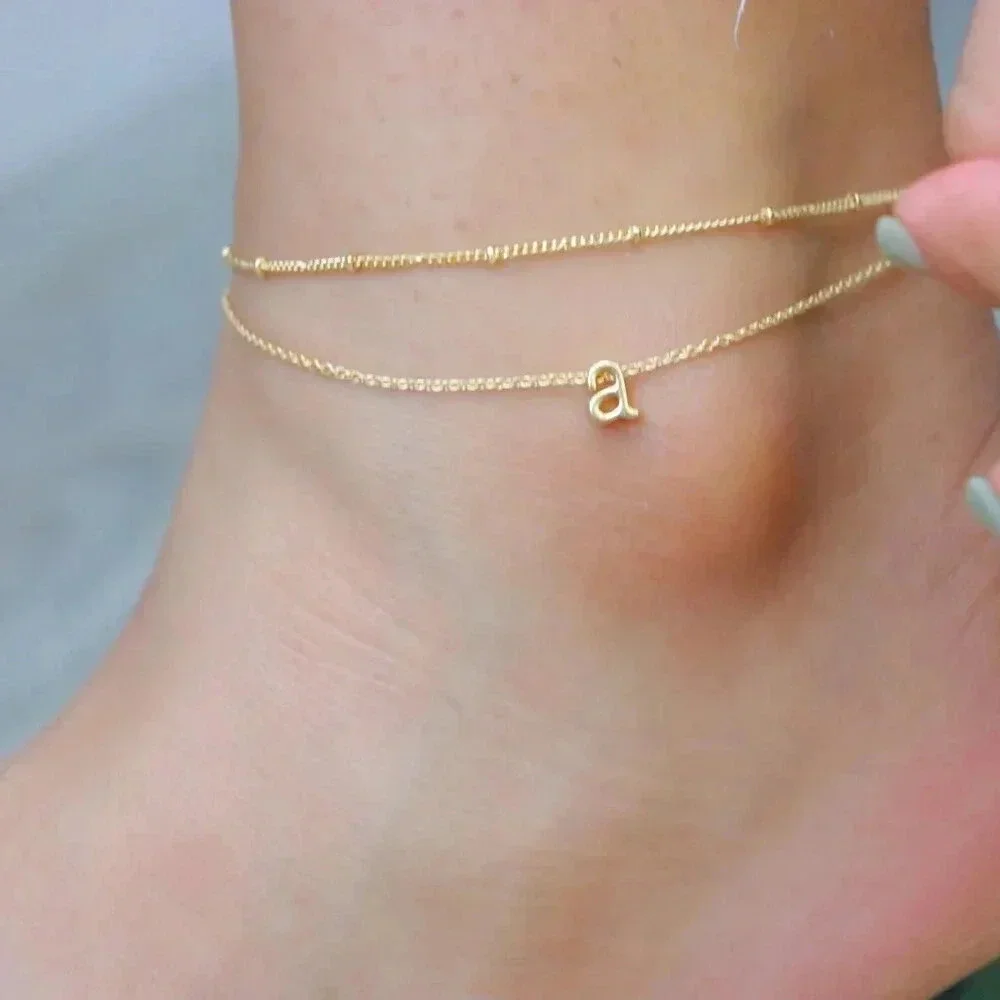💛GOLD A to Z LETTER SPARKLE INITIAL ANKLET ALPHABET BRACELET GIFT, ELDM22279 - Picture 7 of 12